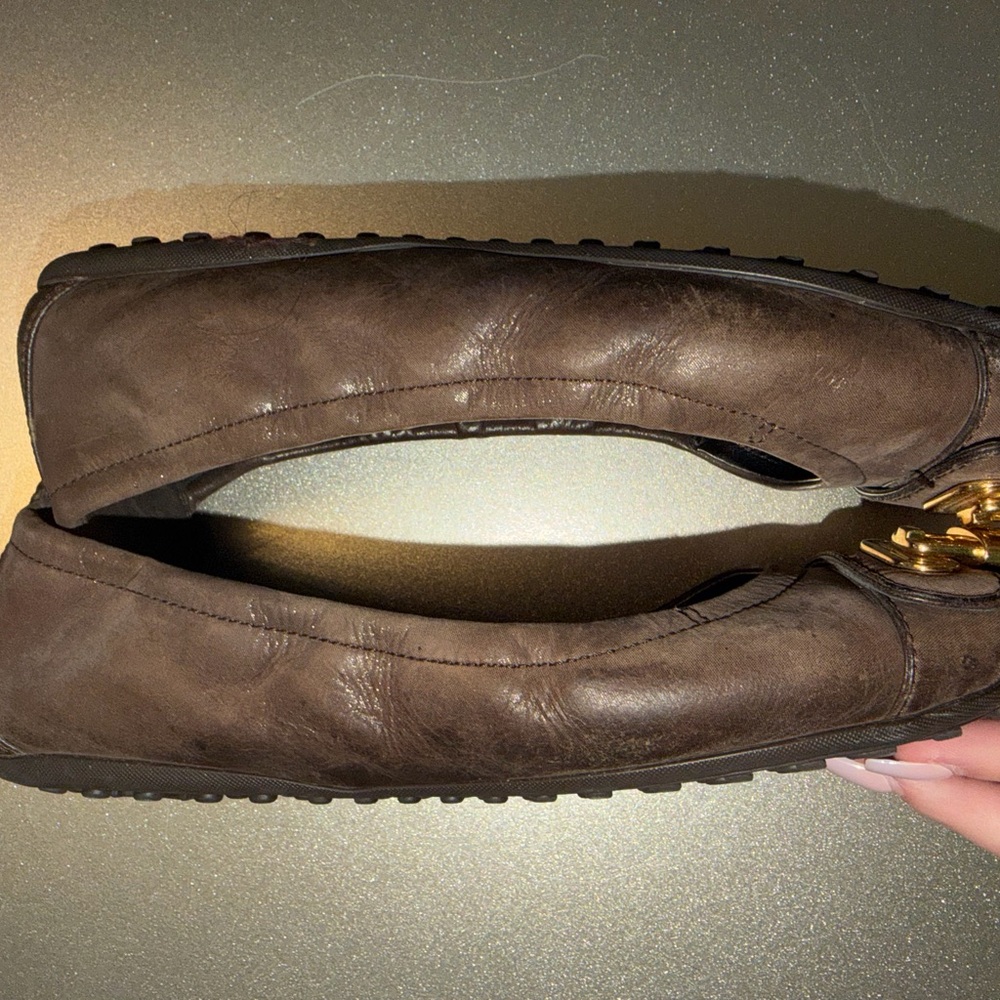 Louis Vuitton Brown Monogram Cap-Toe Ballet Flats with Gold Padlock - Picture 5 of 5